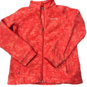 COLUMBIA zip up fleece with Hawaiian floral pattern pink